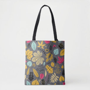 Tote Bag Feuilles d'automne : Motif foncé sans couture