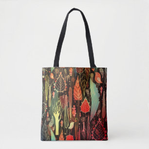 Tote Bag Feuilles d'automne : motif transparent foncé.