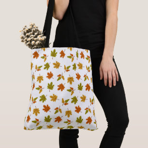 TOTE BAG FEUILLES D'AUTOMNE ORANGE VERT OR