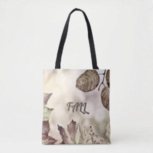 Tote Bag Feuilles de automne colorées avec aquarelle de cou