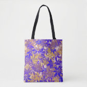 Tote Bag Feuilles de châtaignier Bronze Pourpre et Bleu (Devant)