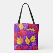 Tote Bag Feuilles de dessins animés : violet, jaune, rouge (Dos)