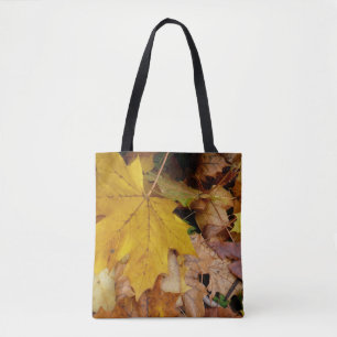 Tote Bag Feuilles de Érable Tombées Jaune Automne Nature