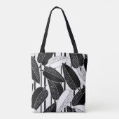 Tote Bag Feuilles de ficus noir moderne abstrait rayé p (Dos)