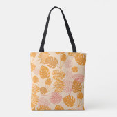 Tote Bag Feuilles de monastères tropicaux. dessin silhouett (Dos)