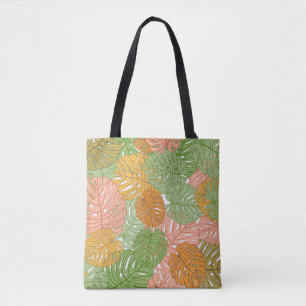 Tote Bag Feuilles de monstère tropicale, coloré et transpar