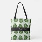 Tote Bag Feuilles de palme, Motif tropical, Votre nom (Dos)