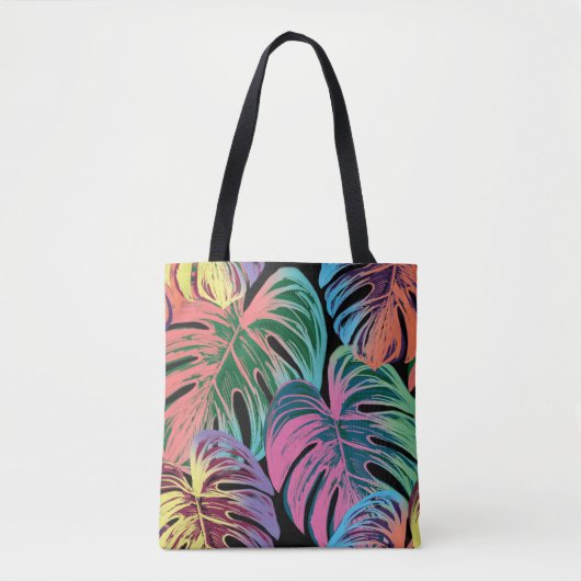 Tote Bag Feuilles de palmiers peints tropicaux (Devant)
