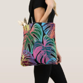 Tote Bag Feuilles de palmiers peints tropicaux (De près)