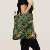 Tote Bag Feuilles de palmiers sur un arrière - plan léopard (De près)