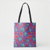 Tote Bag Feuilles de pavot, cerise, fraise et pastèque (Devant)