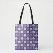 Tote Bag Feuilles de tête de poisson Lilac Blanc Noir (Devant)