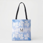 Tote Bag Feuilles d'érable et monogramme bleu à l'aquarelle (Devant)