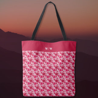 Tote Bag Feuilles d'érable sur un Arrière - plan rose