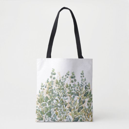 Tote Bag Feuilles D'Eucalyptus Botanique Or Et Vert (Devant)