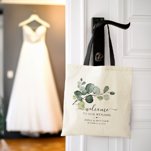 Tote Bag Feuilles d'eucalyptus verdure mariage de bienvenue
