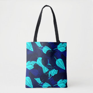 Tote Bag Feuilles en couche bleue de minuit