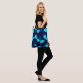 Tote Bag Feuilles en couche bleue de minuit (Sur le modèle)