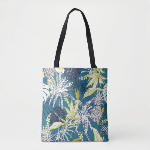 Tote Bag Feuilles et fruits de la forêt tropicale colorée