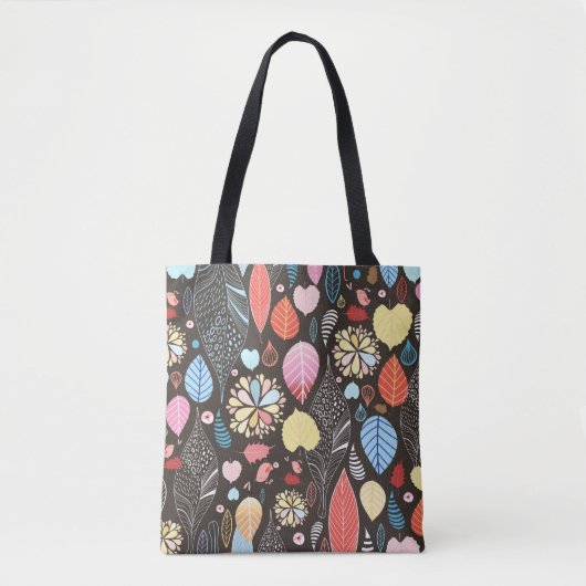 Tote Bag Feuilles et oiseaux d'automne. (Devant)