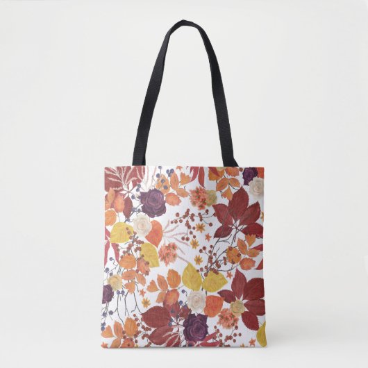 Tote Bag Feuilles et Roses de l'automne (Devant)