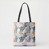 Tote Bag Feuilles Fleurs Tropicales Boho (Devant)