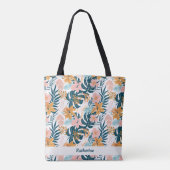 Tote Bag Feuilles Fleurs Tropicales Boho (Dos)