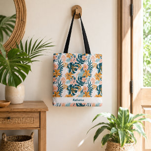 Tote Bag Feuilles Fleurs Tropicales Boho