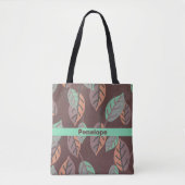 Tote Bag Feuilles modernes Mint Green Orange et violet (Devant)