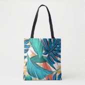 Tote Bag Feuilles multicolores et Feuilles Palm (Devant)