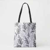 Tote Bag Feuilles noirs et gris (Devant)