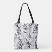 Tote Bag Feuilles noirs et gris (Dos)