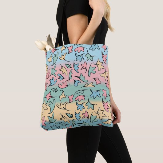 Tote Bag Feuilles pastel colorées (De près)