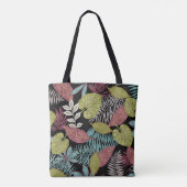 Tote Bag Feuilles sombres tropicaux : Motif textile (Dos)