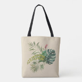 Tote Bag Feuilles tropicaux avec nom et monogramme (Dos)