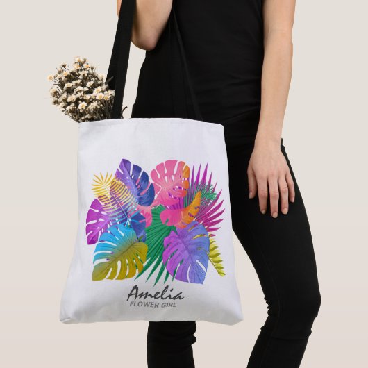 Tote Bag Feuilles tropicaux colorés ID575 (De près)