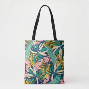 Tote Bag Feuilles tropicaux colorés : motif d'été.
