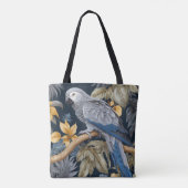 Tote Bag Feuilles tropicaux du perroquet gris d'Afrique (Dos)