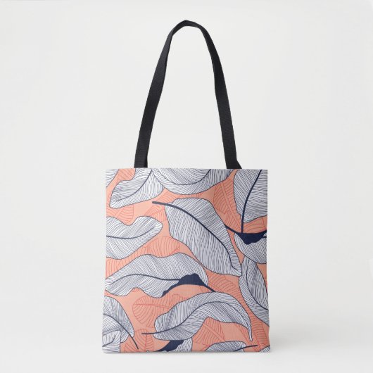 Tote Bag Feuilles tropicaux, feuilles jungle sans soudure v (Devant)
