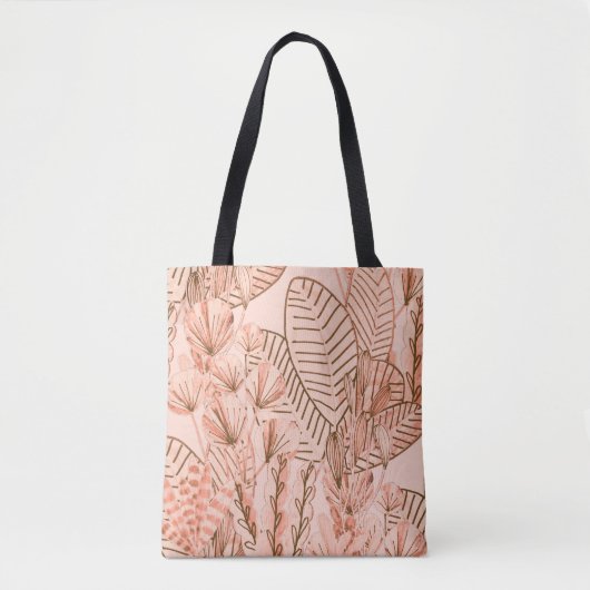 Tote Bag Feuilles tropicaux : Motif créatif à main. (Devant)