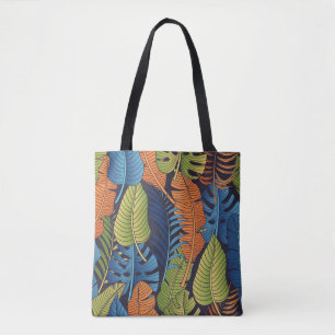 Tote Bag Feuilles tropicaux, motif sans couture fleurie.