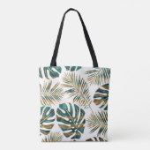 Tote Bag feuilles tropicaux turquoises et dorés (Dos)