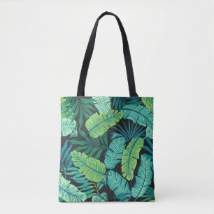 Tote Bag Feuilles tropicaux verts : motif vintage.
