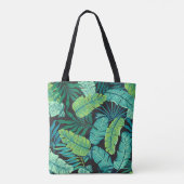 Tote Bag Feuilles tropicaux verts : motif vintage. (Dos)