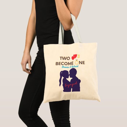 Tote Bag Fiancés Deux Cœurs Deviennent Un  (Devant (produit))