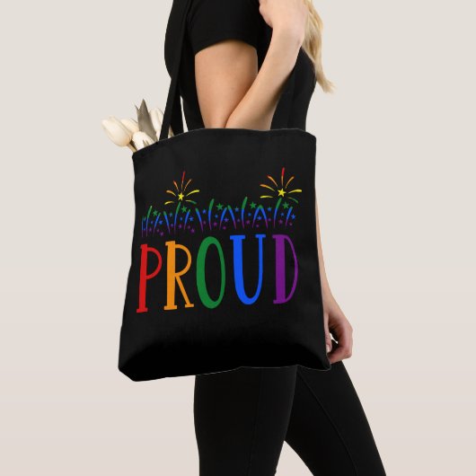 Tote Bag FIER Gay pride LGBT Fireworks noir (De près)