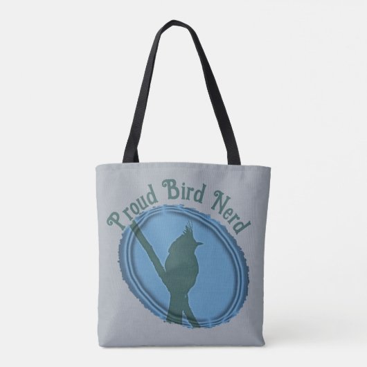 Tote Bag Fier Oiseau Nerd Silhouette Bleu Gris Birder (Dos)