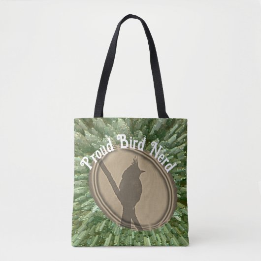 Tote Bag Fier Oiseau Nerd Silhouette Brown Oiseau vert (Devant)