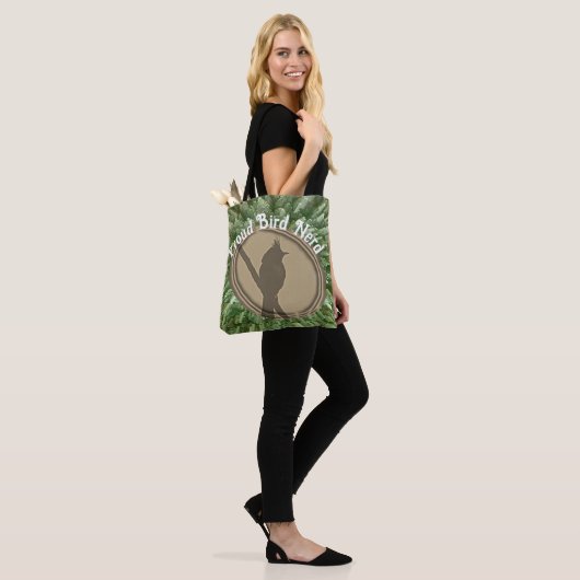 Tote Bag Fier Oiseau Nerd Silhouette Brown Oiseau vert (Sur le modèle)