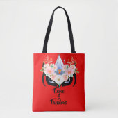 Tote Bag Fierce & fabuleux design fleuri Chouette (Devant)